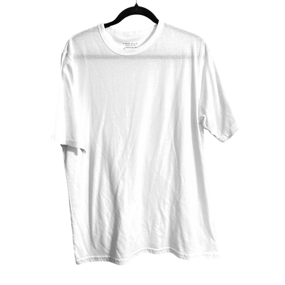 Perry Ellis Portfolio Mens White T-Shirt Size XL - Classic Crew Neck Comfort